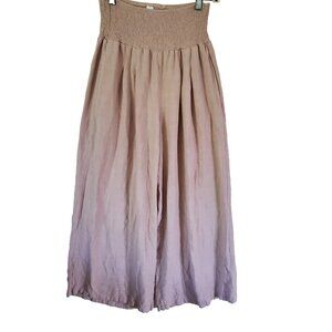 Prinbara Womens Linen Wide Leg Palazzo Pants Size M Smocked Waist Lagenlook Boho